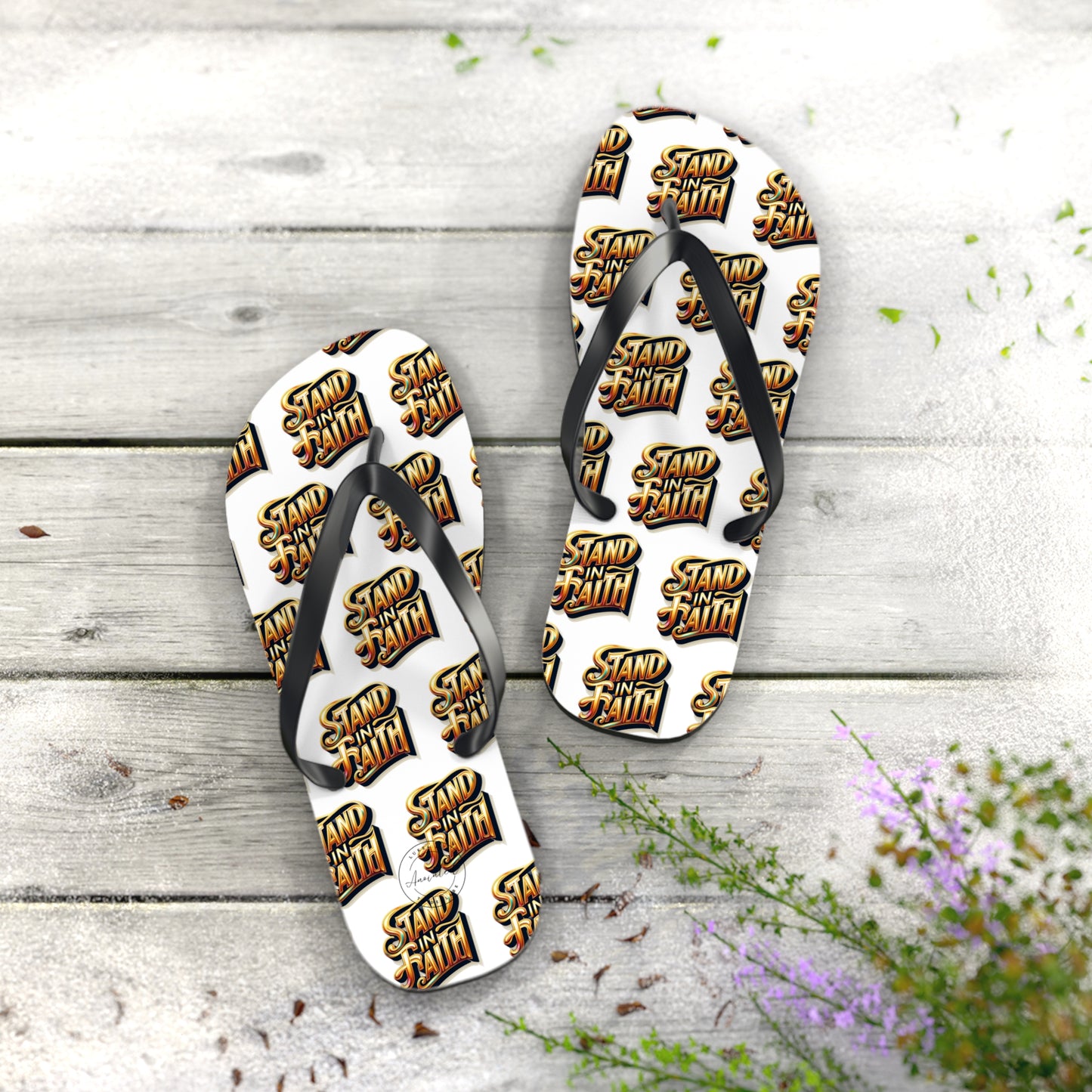 STAND IN FAITH Flip Flops - Christian Religious Sandals, Inspirational Beach Shoes, Summer Footwear, Scripture Thong Slippers, Religious