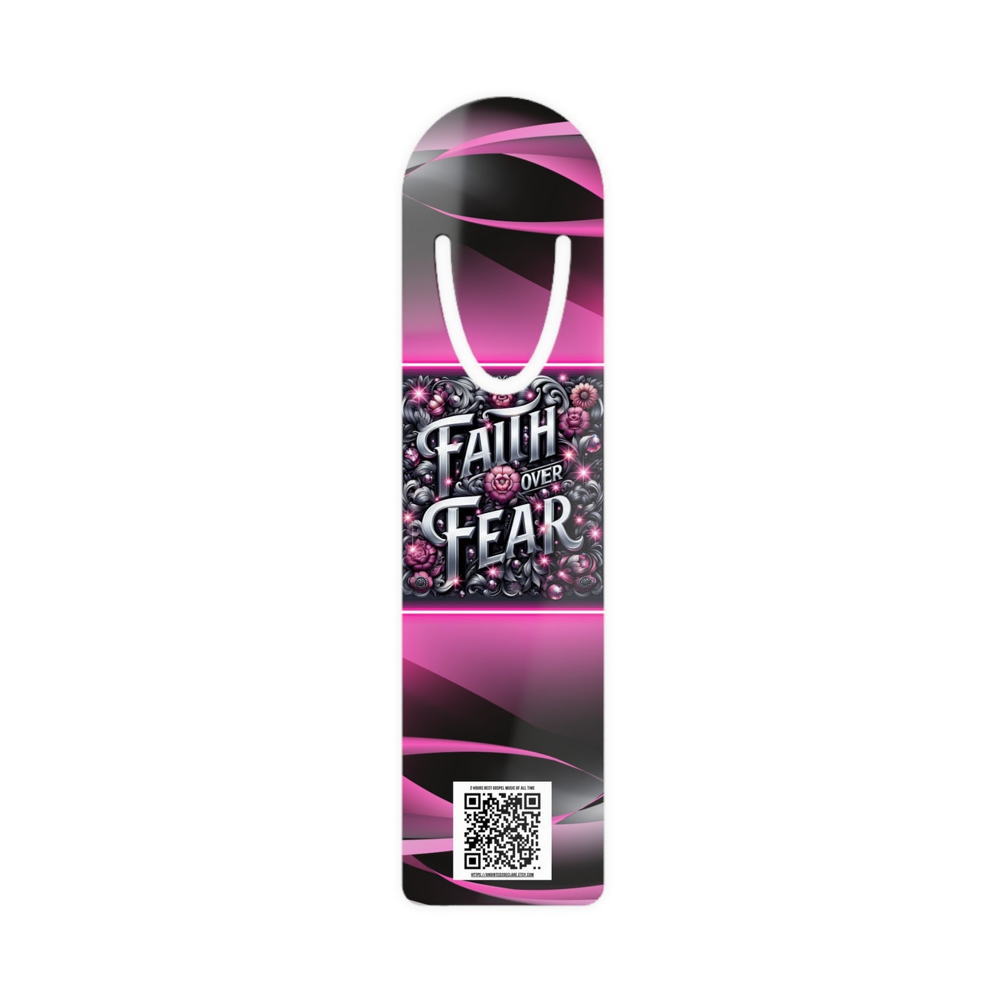 Pink Bookmark, Inspirational Faith Over Fear Bookmarker, Christian Bookmark, Bible Verse Bookmark, Religious Reading Tool