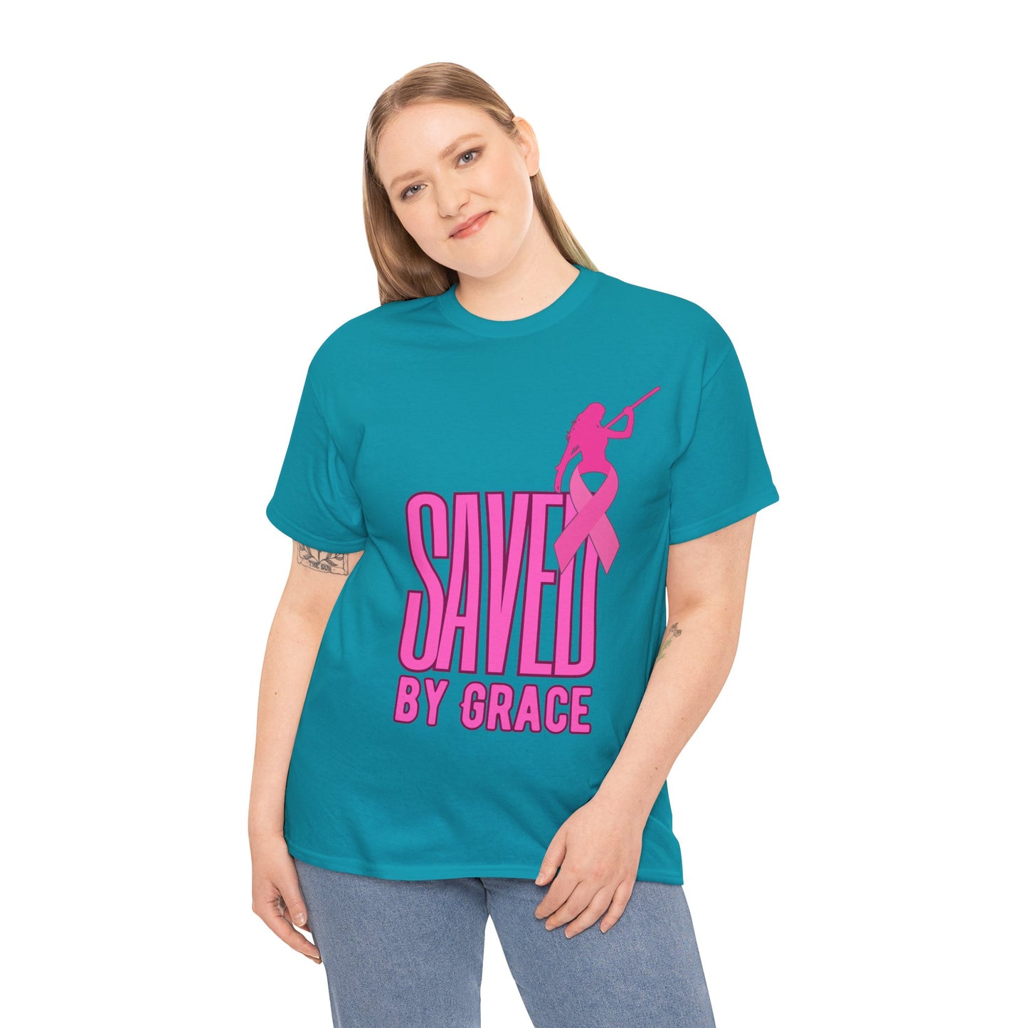 SAVED BY GRACE  1- Unisex Heavy Cotton Tee