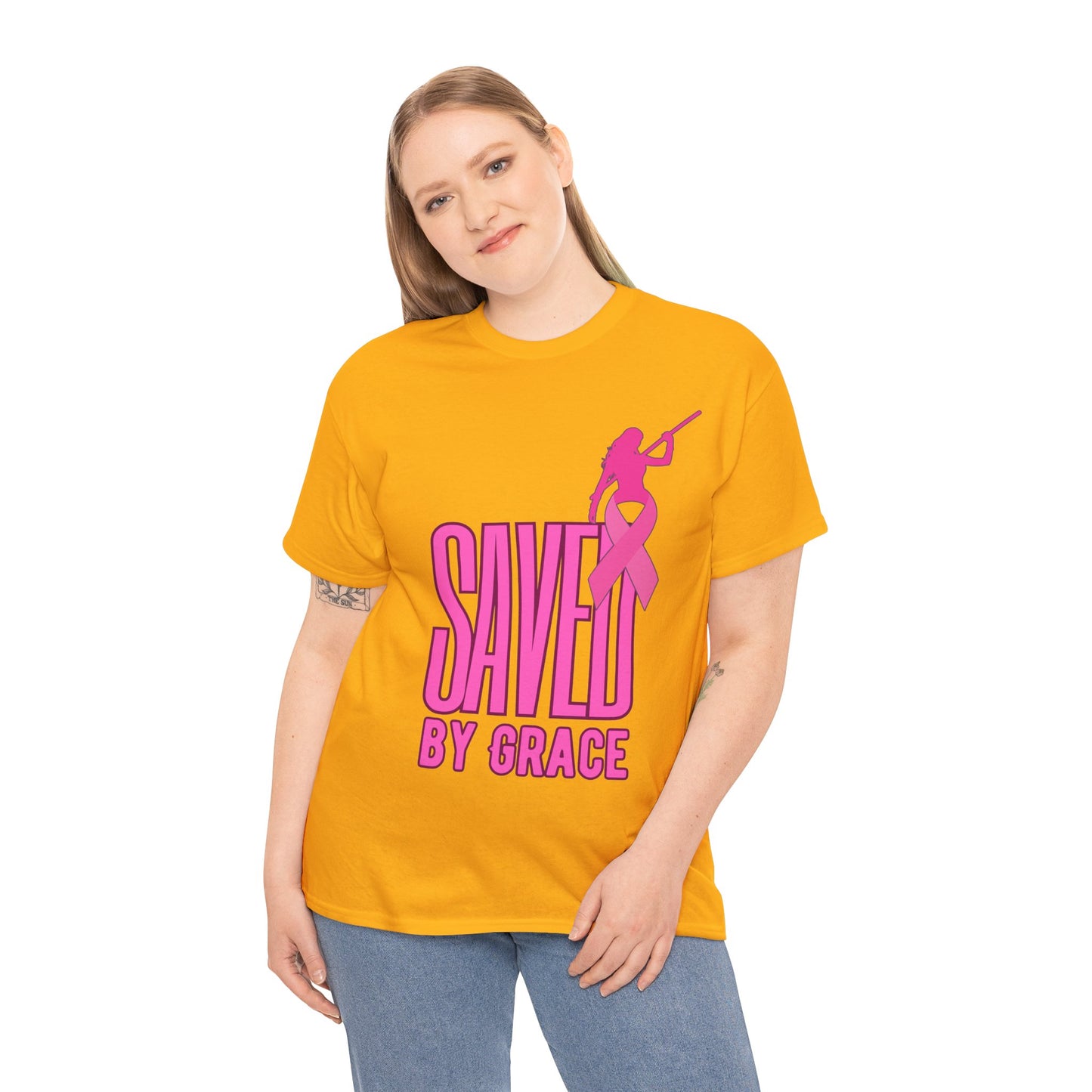 SAVED BY GRACE  1- Unisex Heavy Cotton Tee