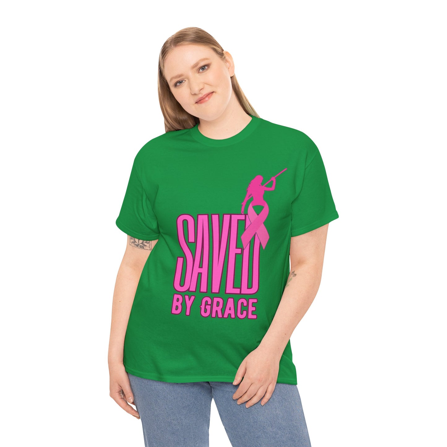 SAVED BY GRACE  1- Unisex Heavy Cotton Tee