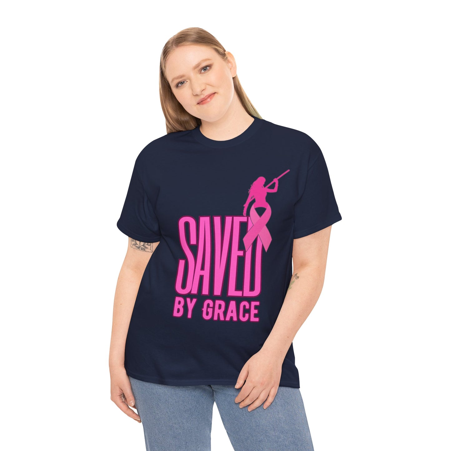 SAVED BY GRACE  1- Unisex Heavy Cotton Tee