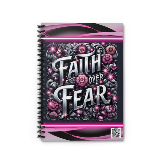 Inspirational Pink Notebook with QR Code for Worship Music, Spiral Journal - Ruled Line, Jotter, Devotional Diary, Christian Study Tool,