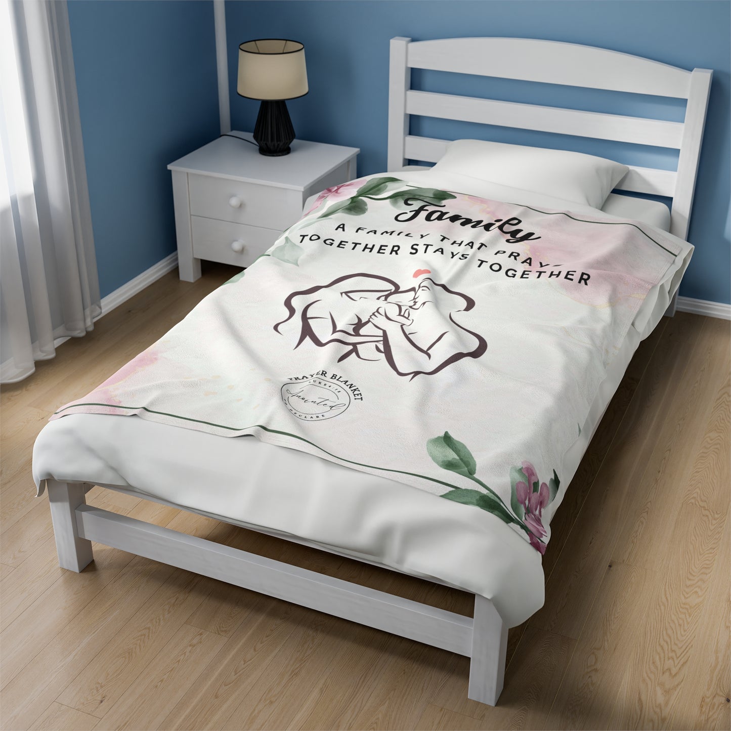 A FAMILY THAT PRAYS 1 -Velveteen Plush Blanket
