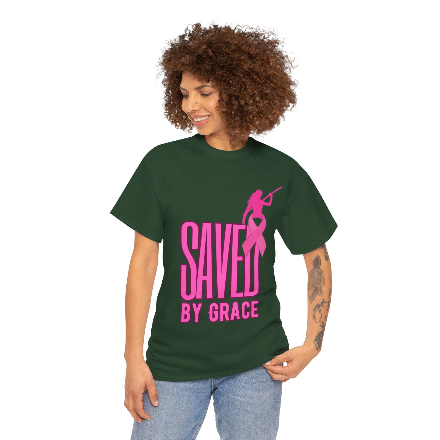 SAVED BY GRACE  1- Unisex Heavy Cotton Tee