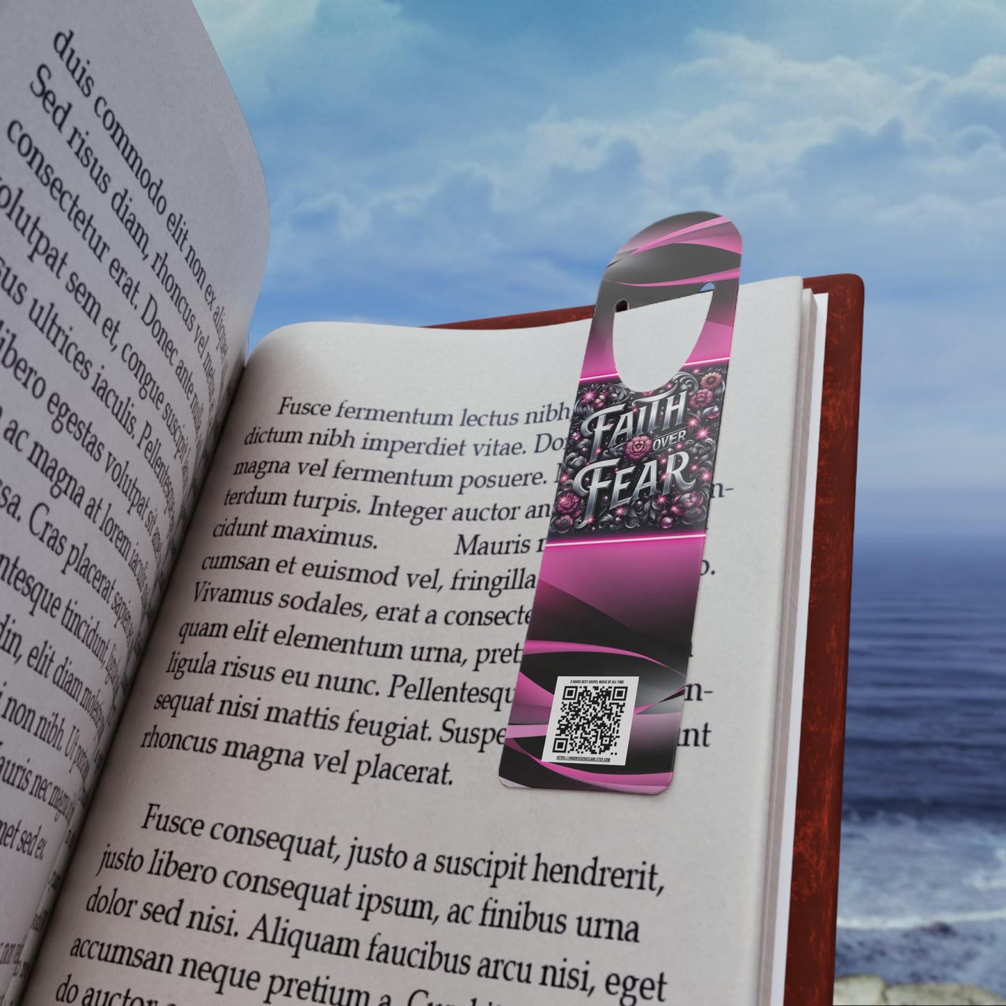 Pink Bookmark, Inspirational Faith Over Fear Bookmarker, Christian Bookmark, Bible Verse Bookmark, Religious Reading Tool
