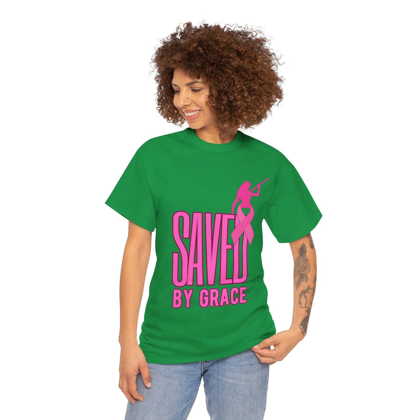 SAVED BY GRACE  1- Unisex Heavy Cotton Tee