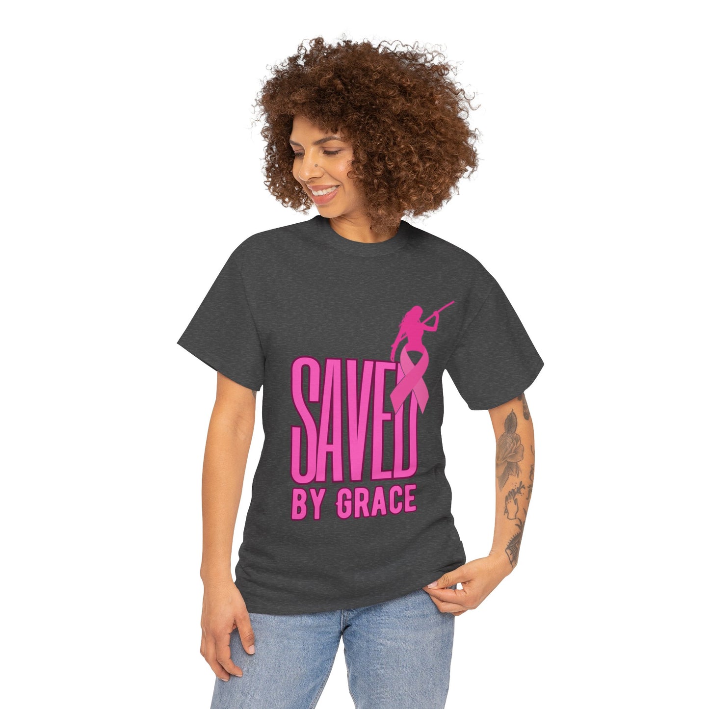 SAVED BY GRACE  1- Unisex Heavy Cotton Tee