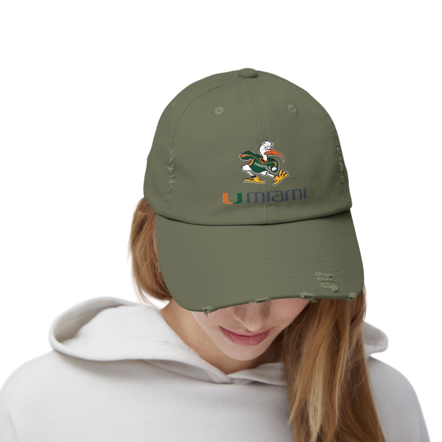 Miami Hurricane Distressed Cap