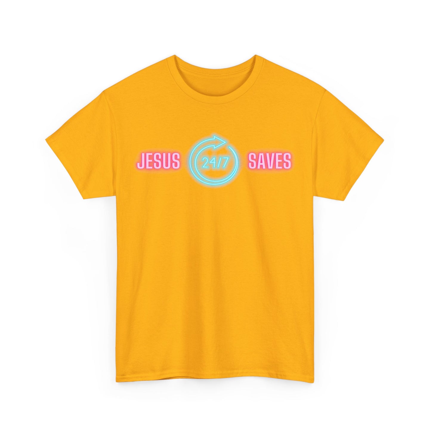 JESUS SAVES 24- 7  1- Unisex Heavy Cotton Tee