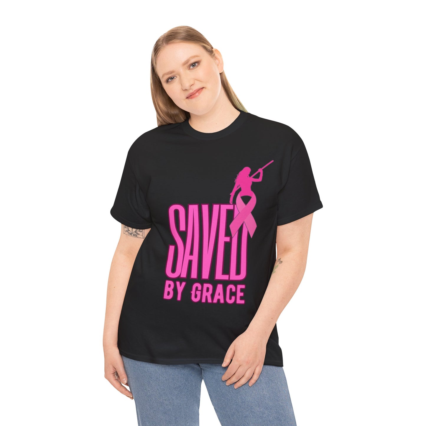 SAVED BY GRACE  1- Unisex Heavy Cotton Tee