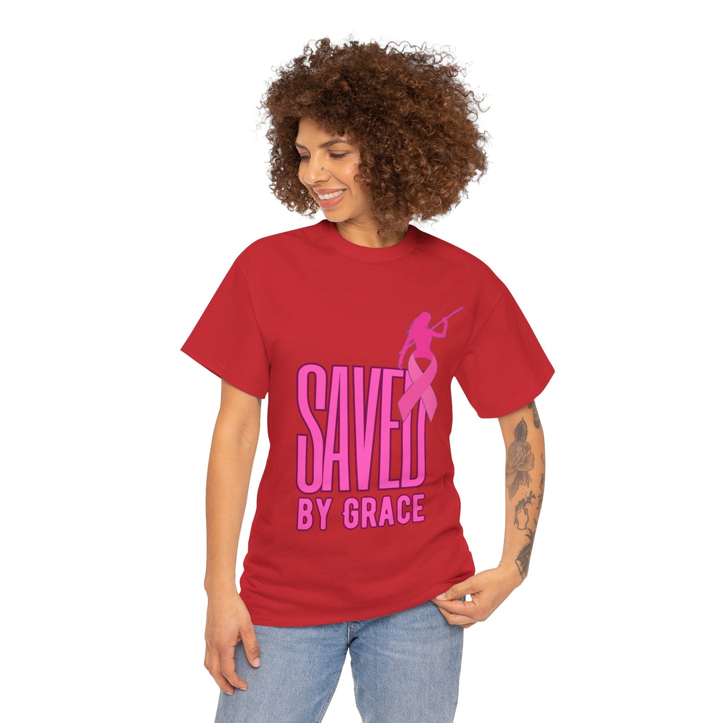 SAVED BY GRACE  1- Unisex Heavy Cotton Tee