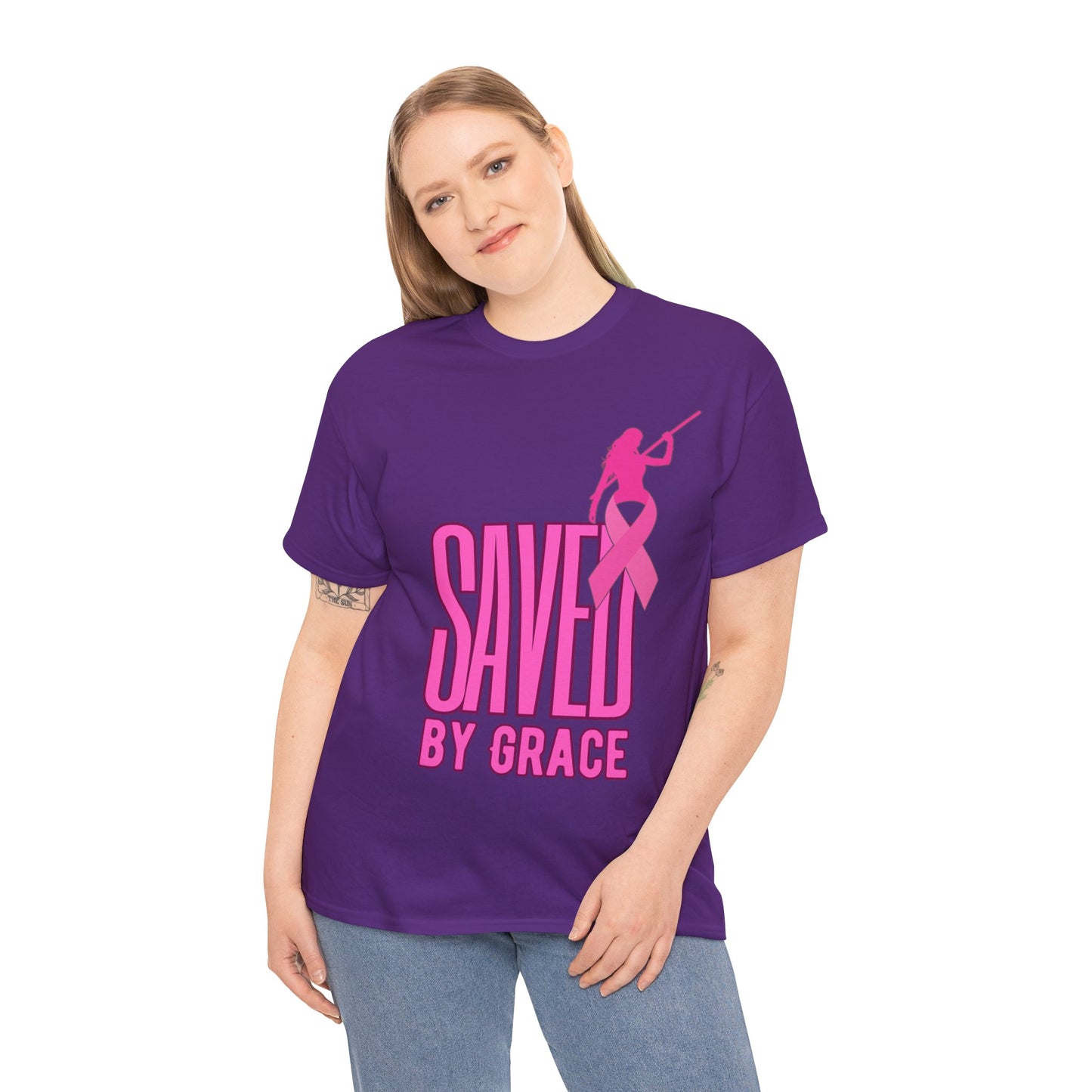 SAVED BY GRACE  1- Unisex Heavy Cotton Tee