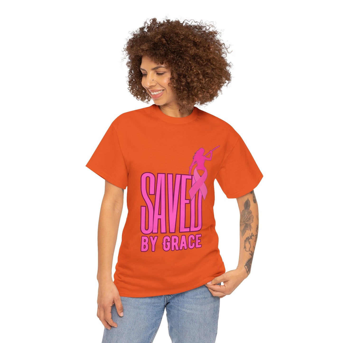 SAVED BY GRACE  1- Unisex Heavy Cotton Tee