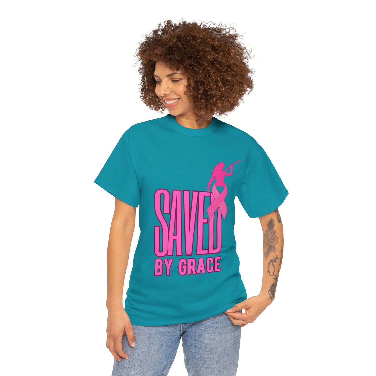 SAVED BY GRACE  1- Unisex Heavy Cotton Tee