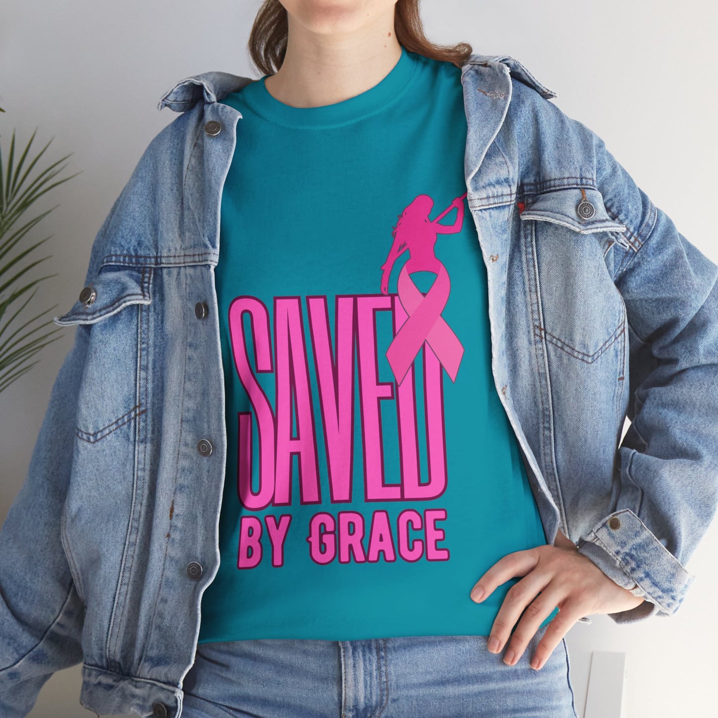 SAVED BY GRACE  1- Unisex Heavy Cotton Tee