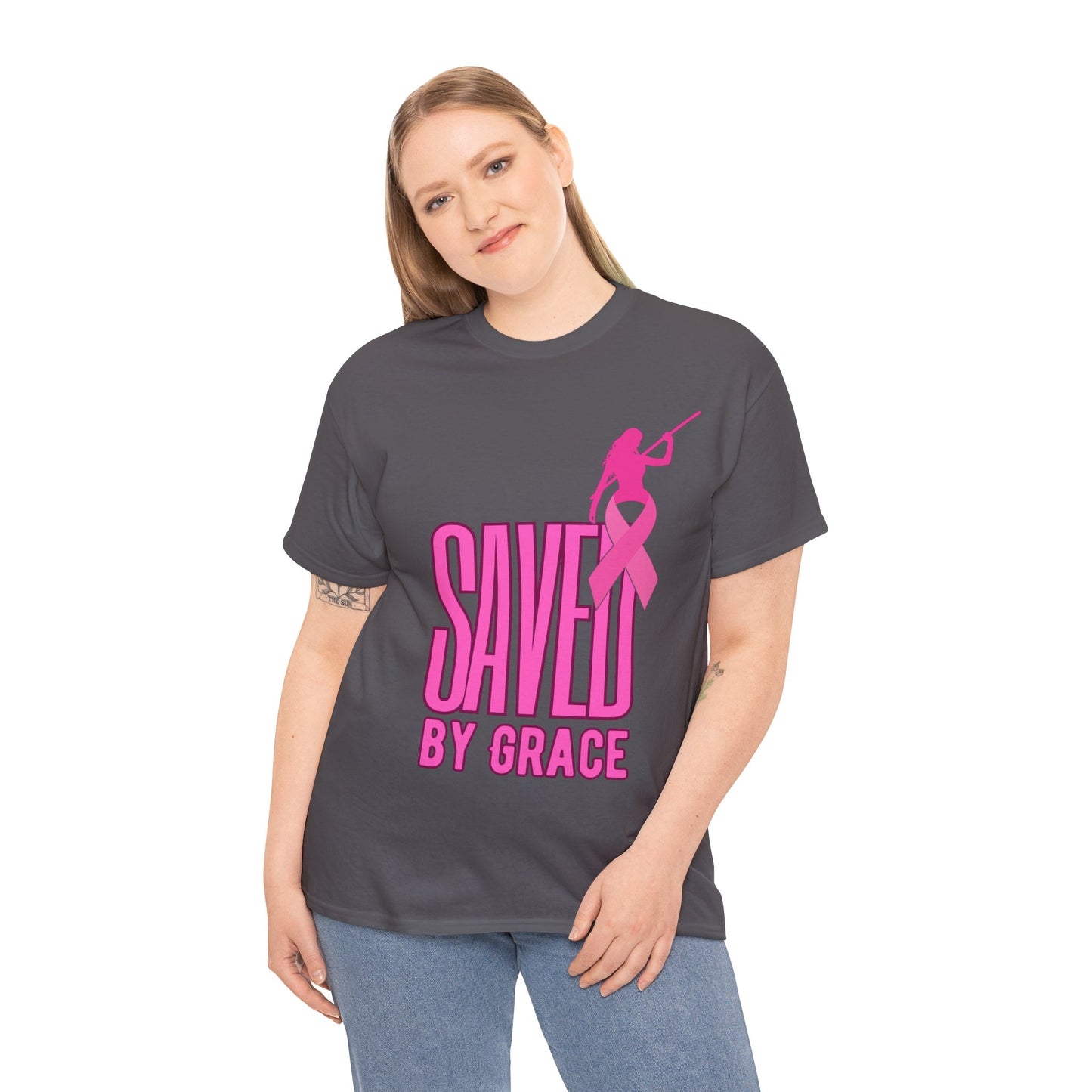 SAVED BY GRACE  1- Unisex Heavy Cotton Tee