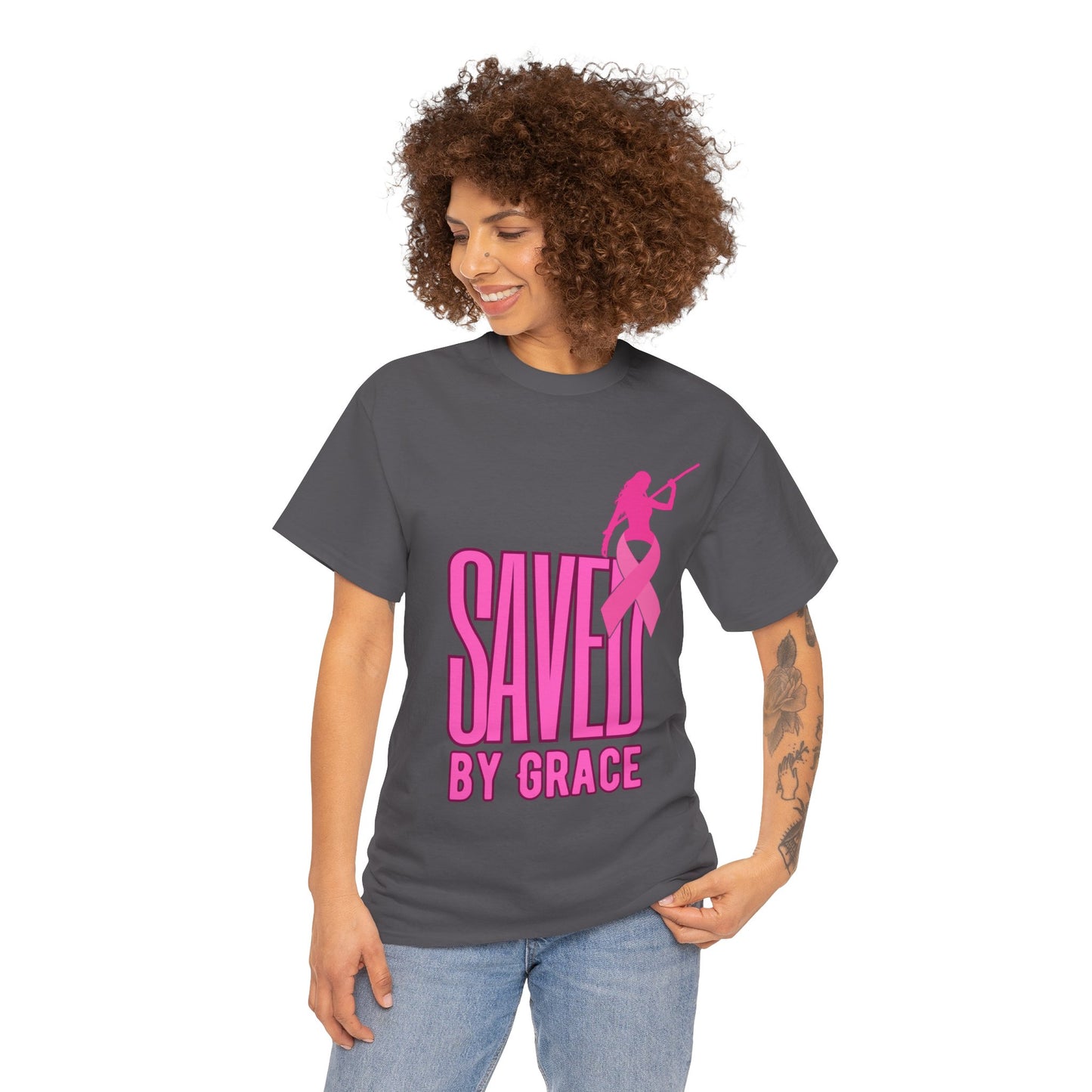 SAVED BY GRACE  1- Unisex Heavy Cotton Tee