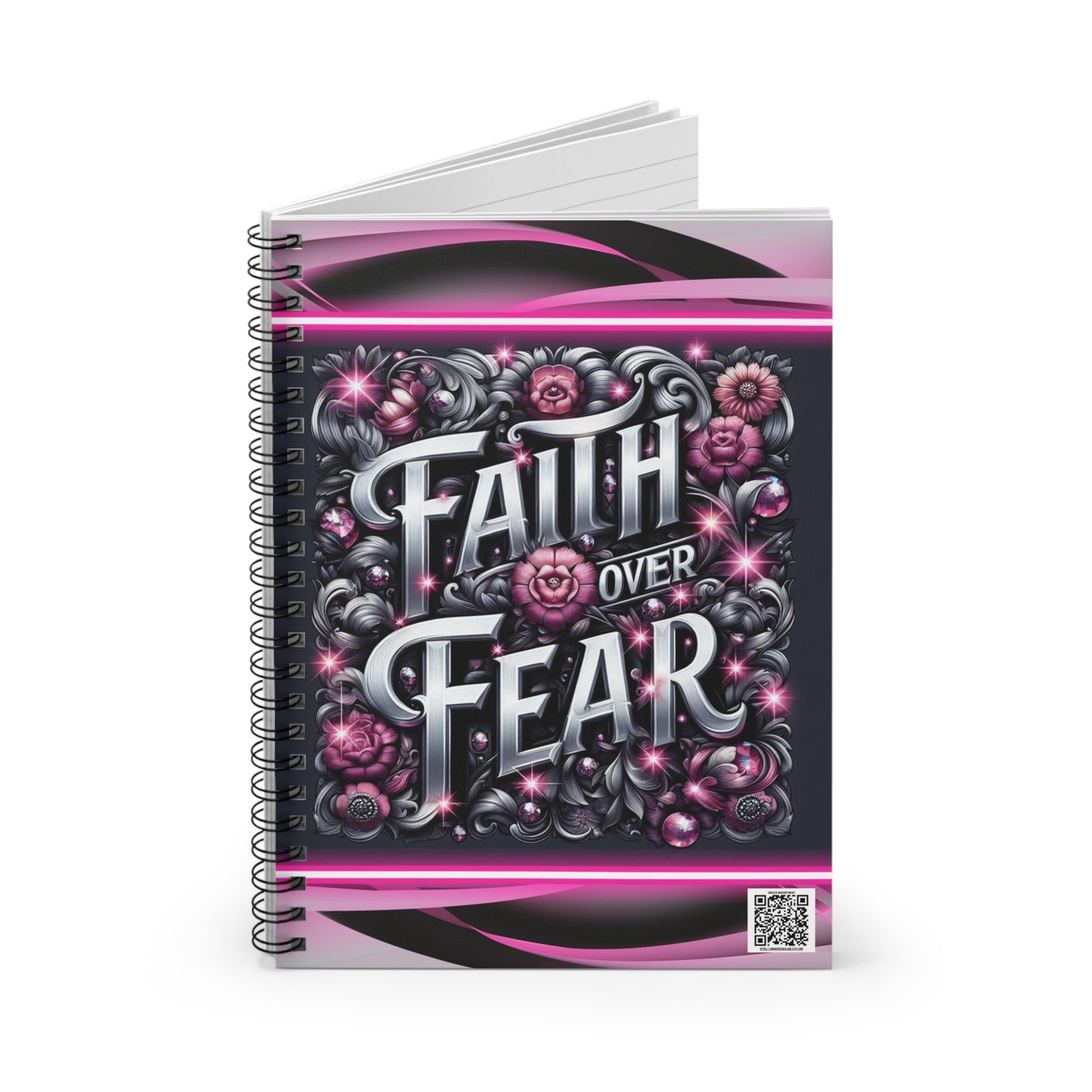 Inspirational Pink Notebook with QR Code for Worship Music, Spiral Journal - Ruled Line, Jotter, Devotional Diary, Christian Study Tool,