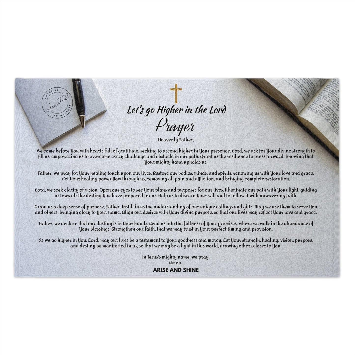 Let's go Higher in the Lord Prayer Towel, 11x18