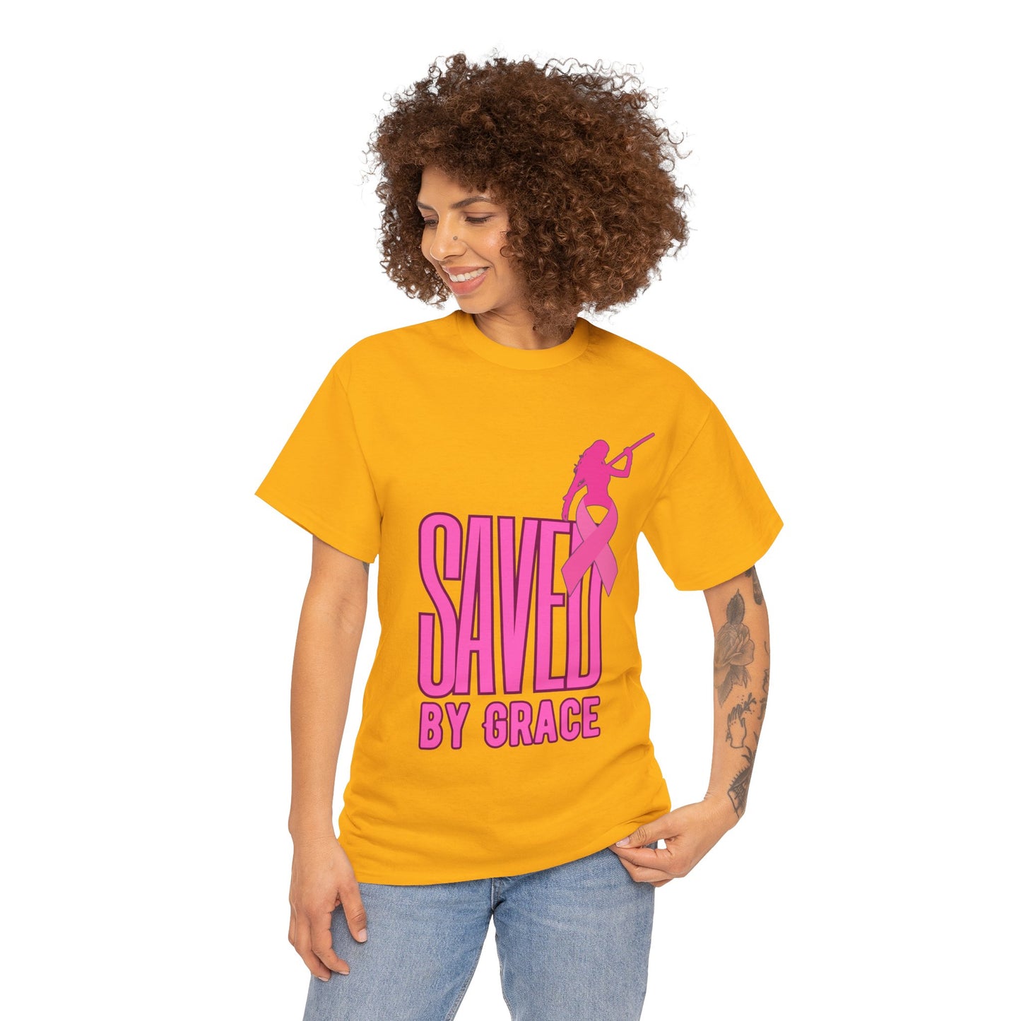 SAVED BY GRACE  1- Unisex Heavy Cotton Tee