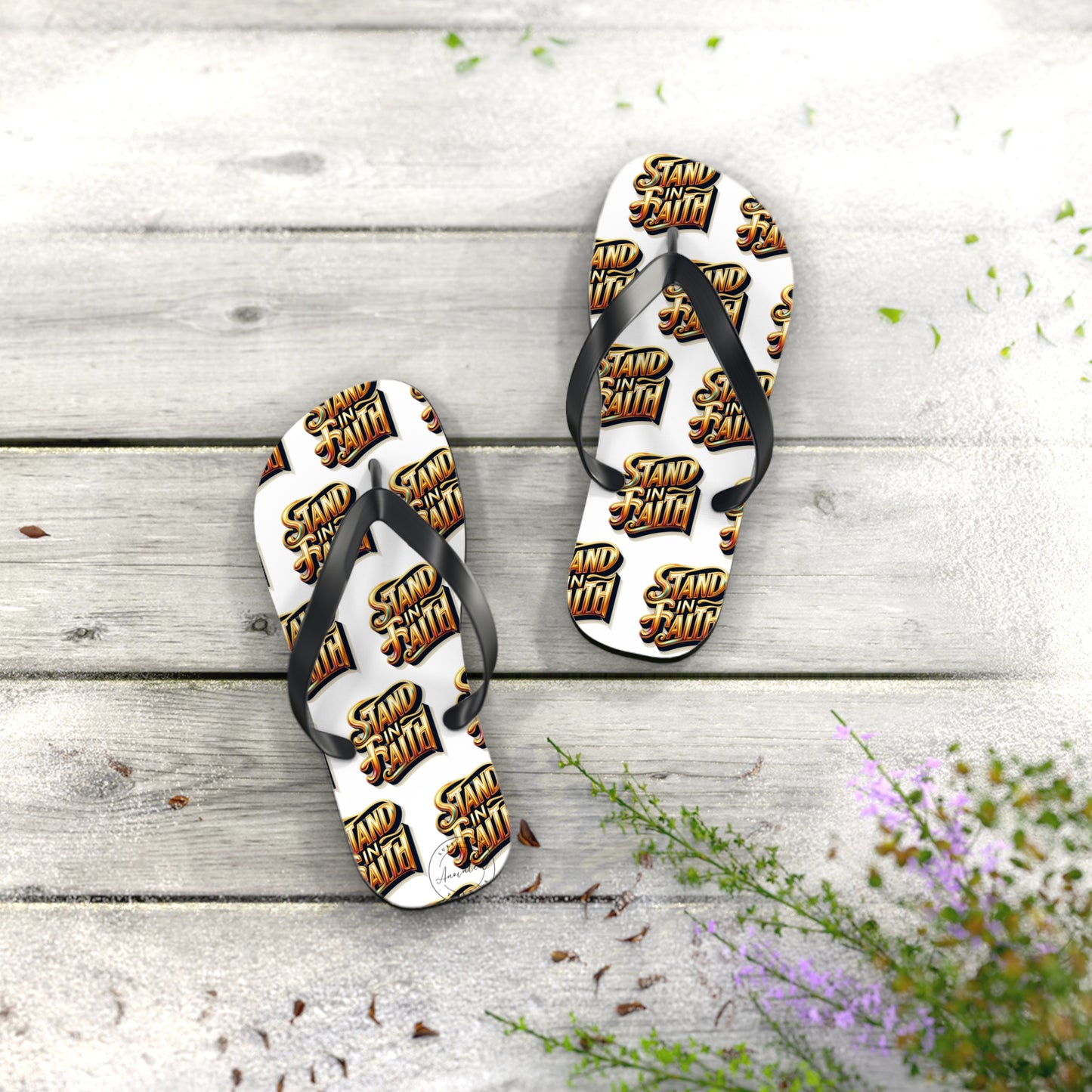 STAND IN FAITH Flip Flops - Christian Religious Sandals, Inspirational Beach Shoes, Summer Footwear, Scripture Thong Slippers, Religious