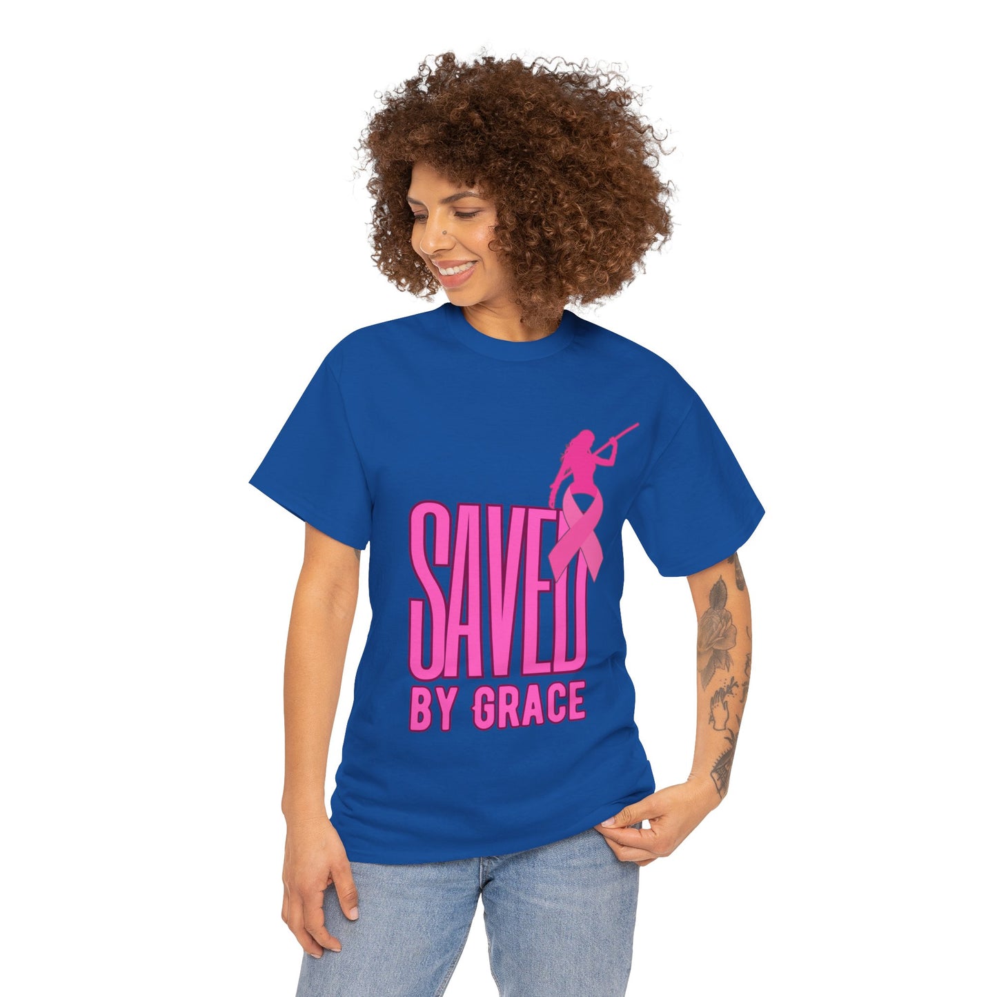 SAVED BY GRACE  1- Unisex Heavy Cotton Tee