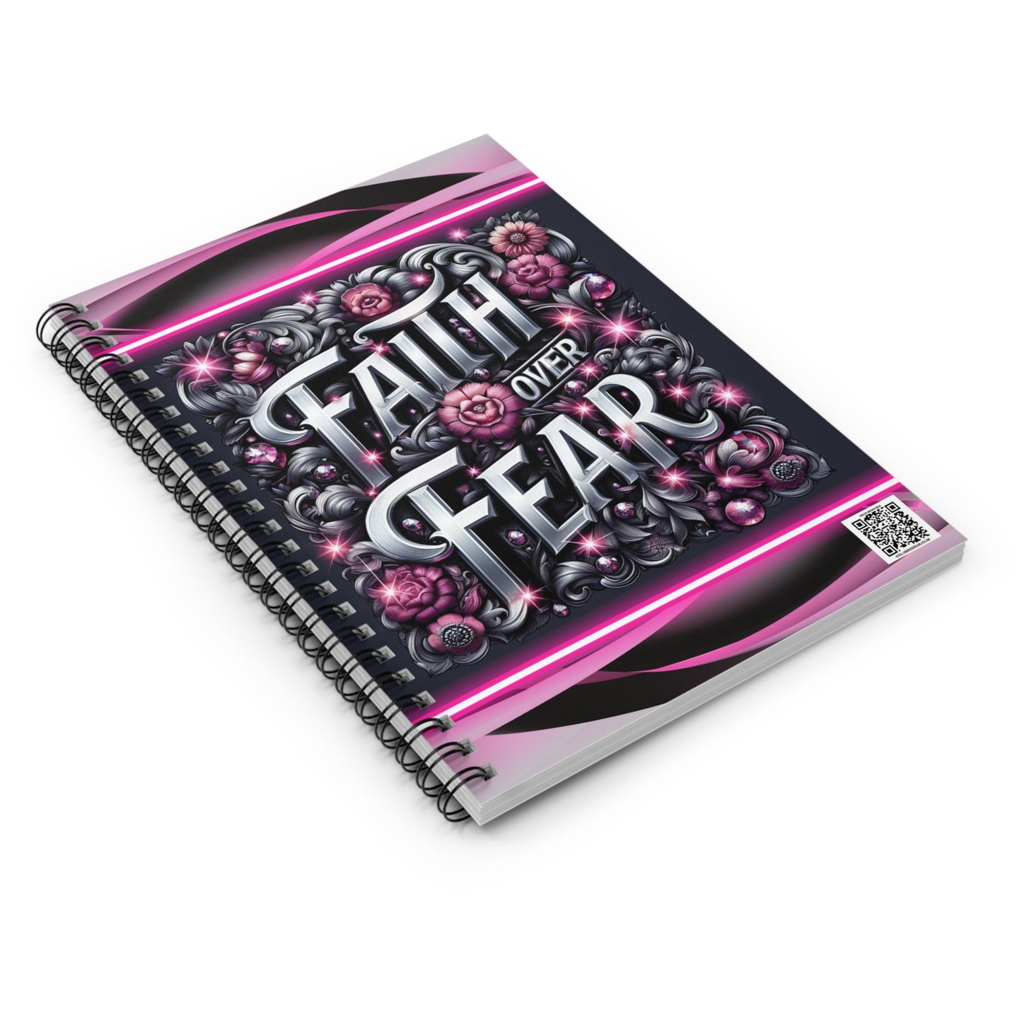 Inspirational Pink Notebook with QR Code for Worship Music, Spiral Journal - Ruled Line, Jotter, Devotional Diary, Christian Study Tool,