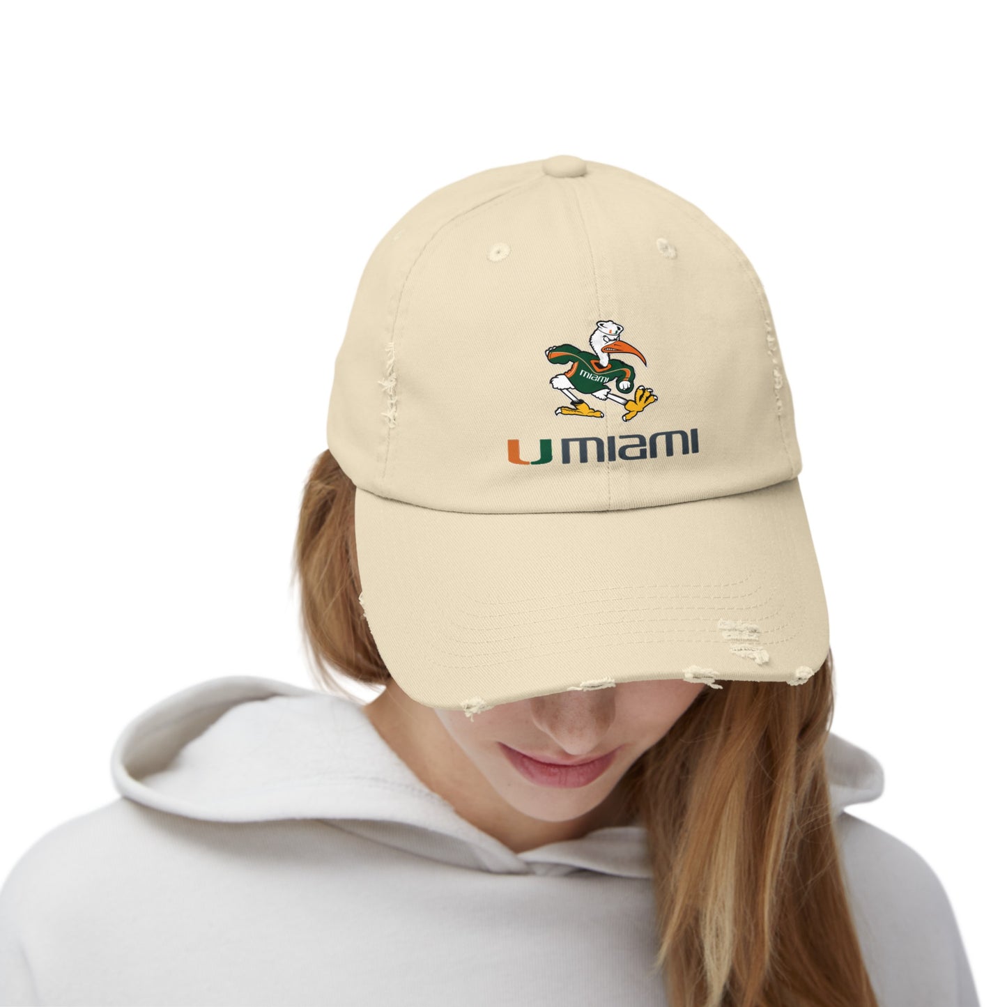 Miami Hurricane Distressed Cap