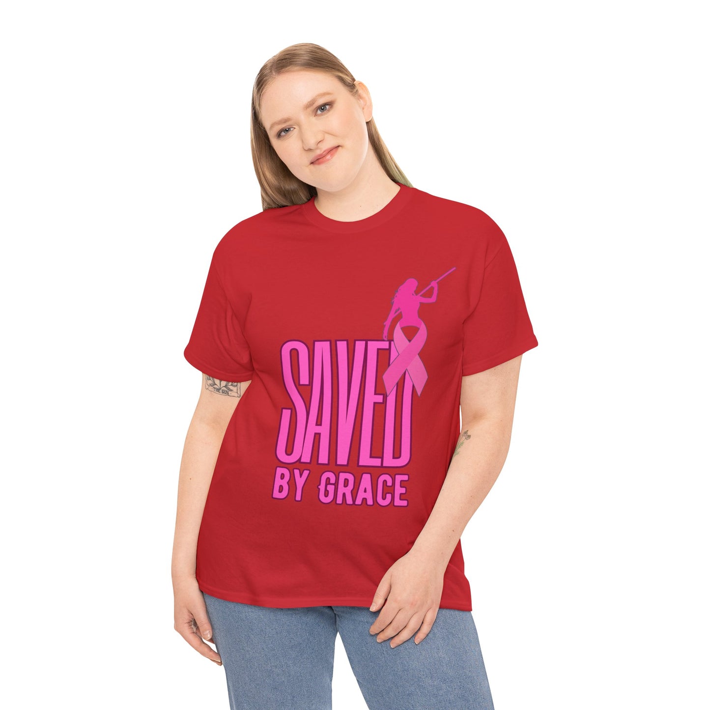 SAVED BY GRACE  1- Unisex Heavy Cotton Tee