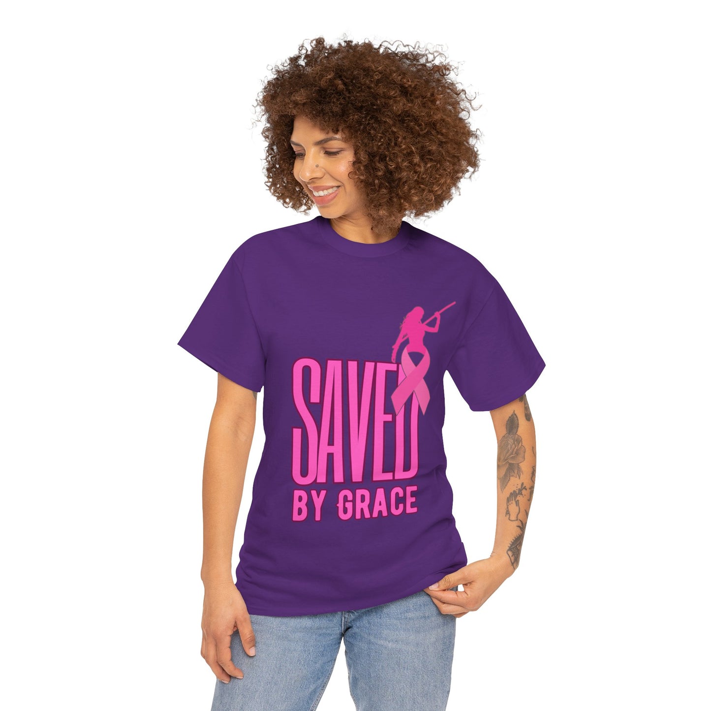 SAVED BY GRACE  1- Unisex Heavy Cotton Tee