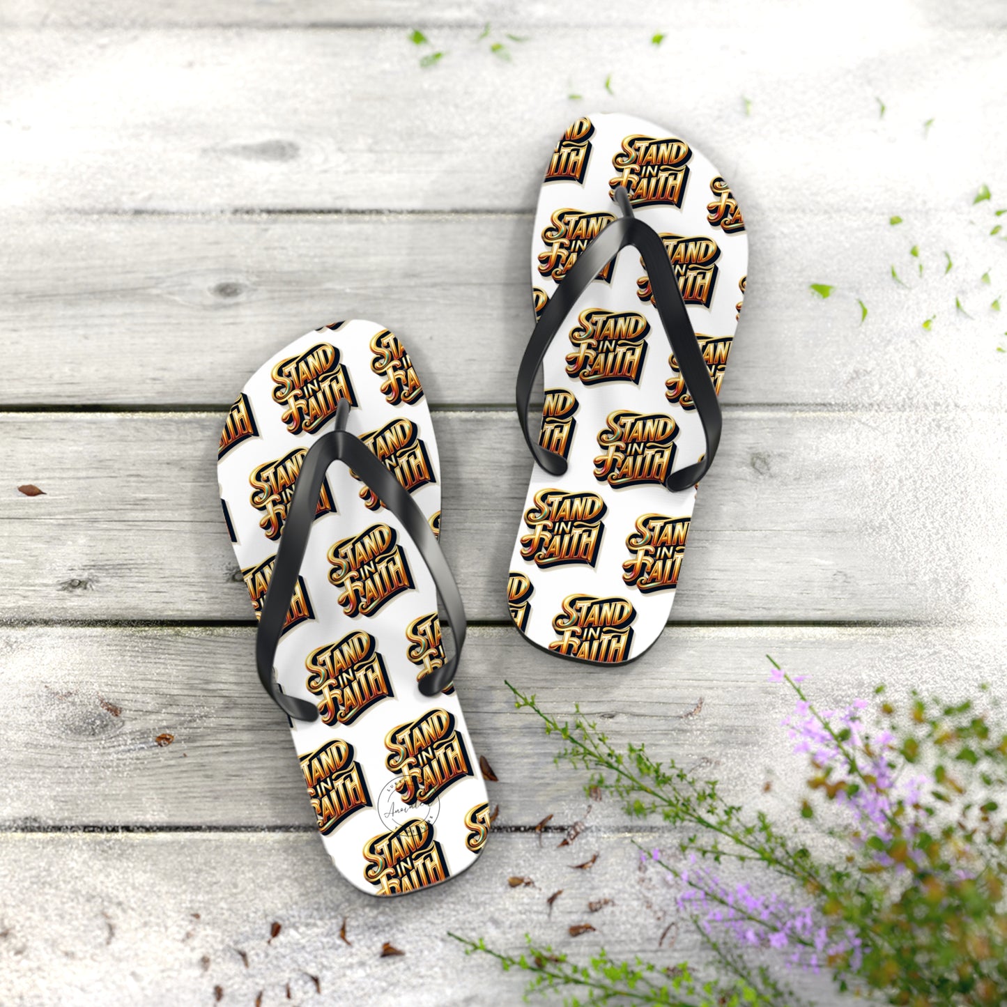 STAND IN FAITH Flip Flops - Christian Religious Sandals, Inspirational Beach Shoes, Summer Footwear, Scripture Thong Slippers, Religious