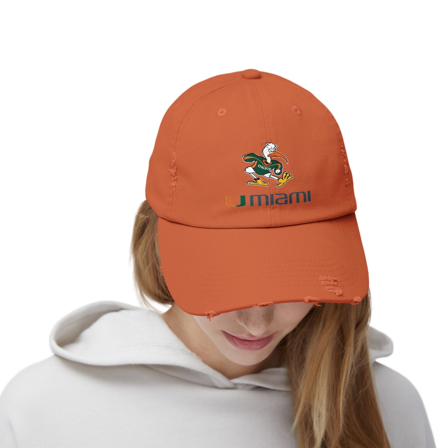 Miami Hurricane Distressed Cap